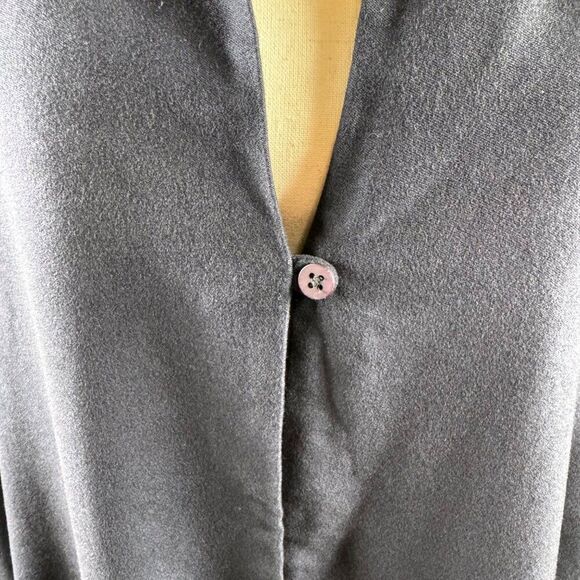 Eileen Fisher High Collar Lightweight Jacket Large Navy Rayon Easy Fit Coastal - Picture 5 of 10